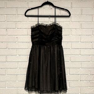 Miley Cyrus & Max Azria- Black w/Subtle Gold Polka Dots Mini Dress- Size Medium